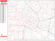 Los Angeles Digital Map Red Line Style